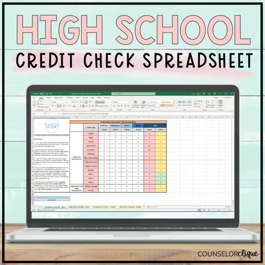 High School Counseling Graduation Credit Check Spreadsheet