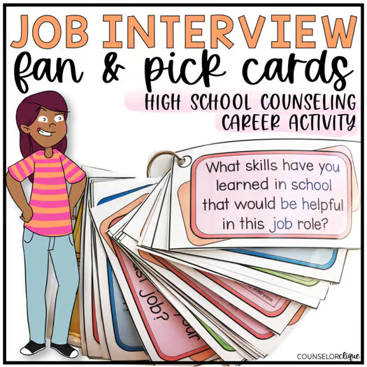 Job Interview Fan and Pick Cards for High School Career Exploration