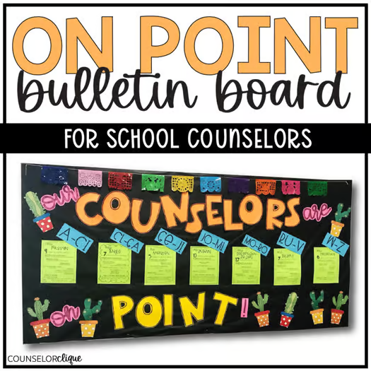 On Point Beginning of the Year Introduction Bulletin Board for School Counselors