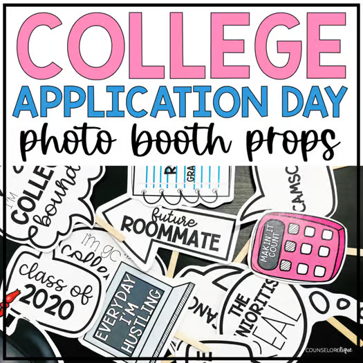 College Application Day Photo Booth Props for High School Senior Events