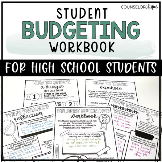 High School Student Budgeting Workbook and Spreadsheet