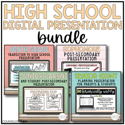 High School Digital Post-Secondary Presentation Bundle for School Counselors