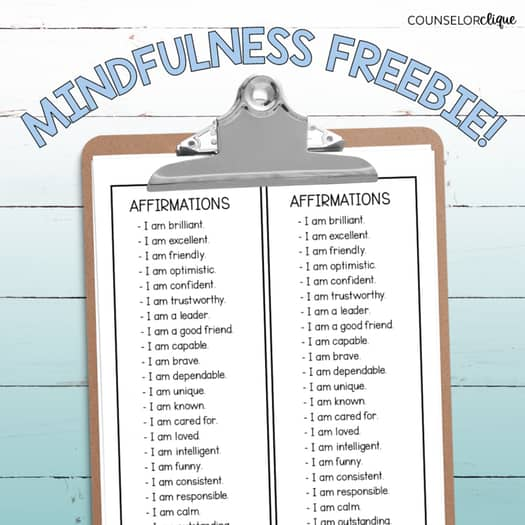 Mindfulness Bulletin Board Affirmations Card FREEBIE!