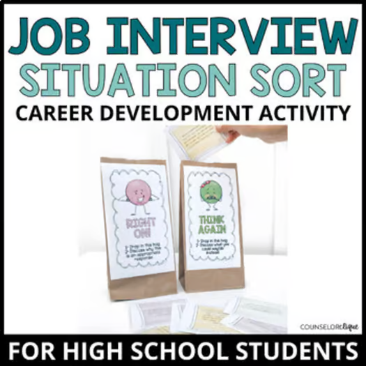 Job Interview Situation Sort High School Career Development Activity