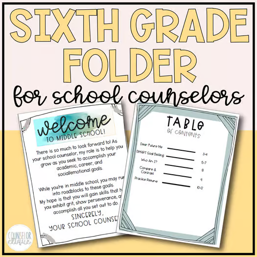 Sixth Grade Folder for School Counselors